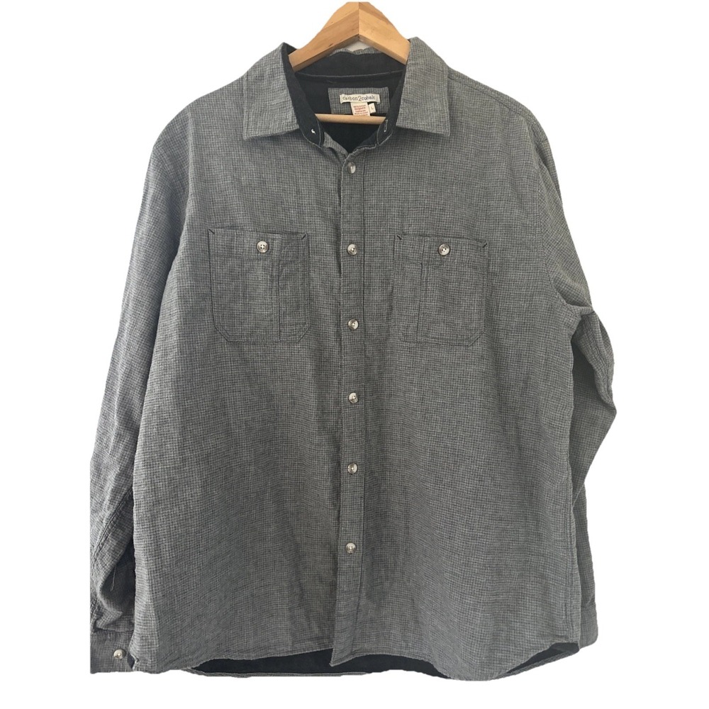 Carbon 2 Cobalt L Long Sleeve Gray Mini Check Double Cloth Button Up Shirt